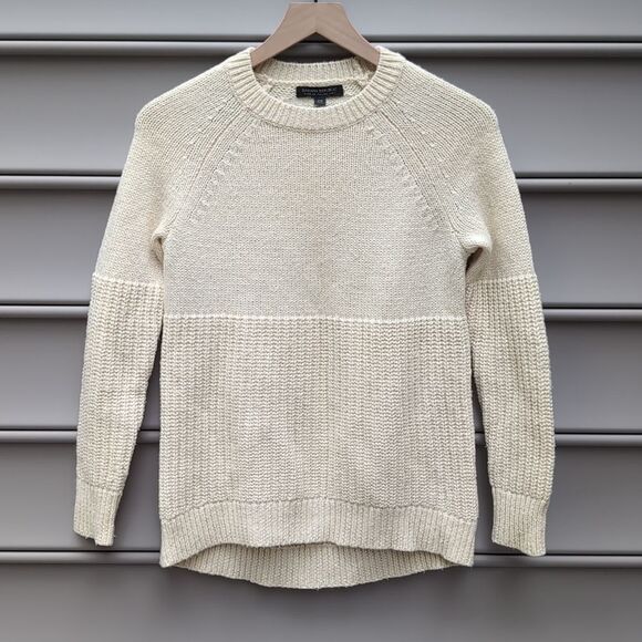 Banana Republic Sweaters - 2000s Banana Republic Italian Yarn Wool Blend Crewneck Sweater Neutral Fisherman